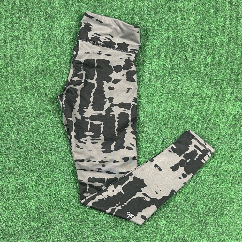 Alo Womens XS Air Brush‎ Tie Dye Full Length Leggings Black Gray